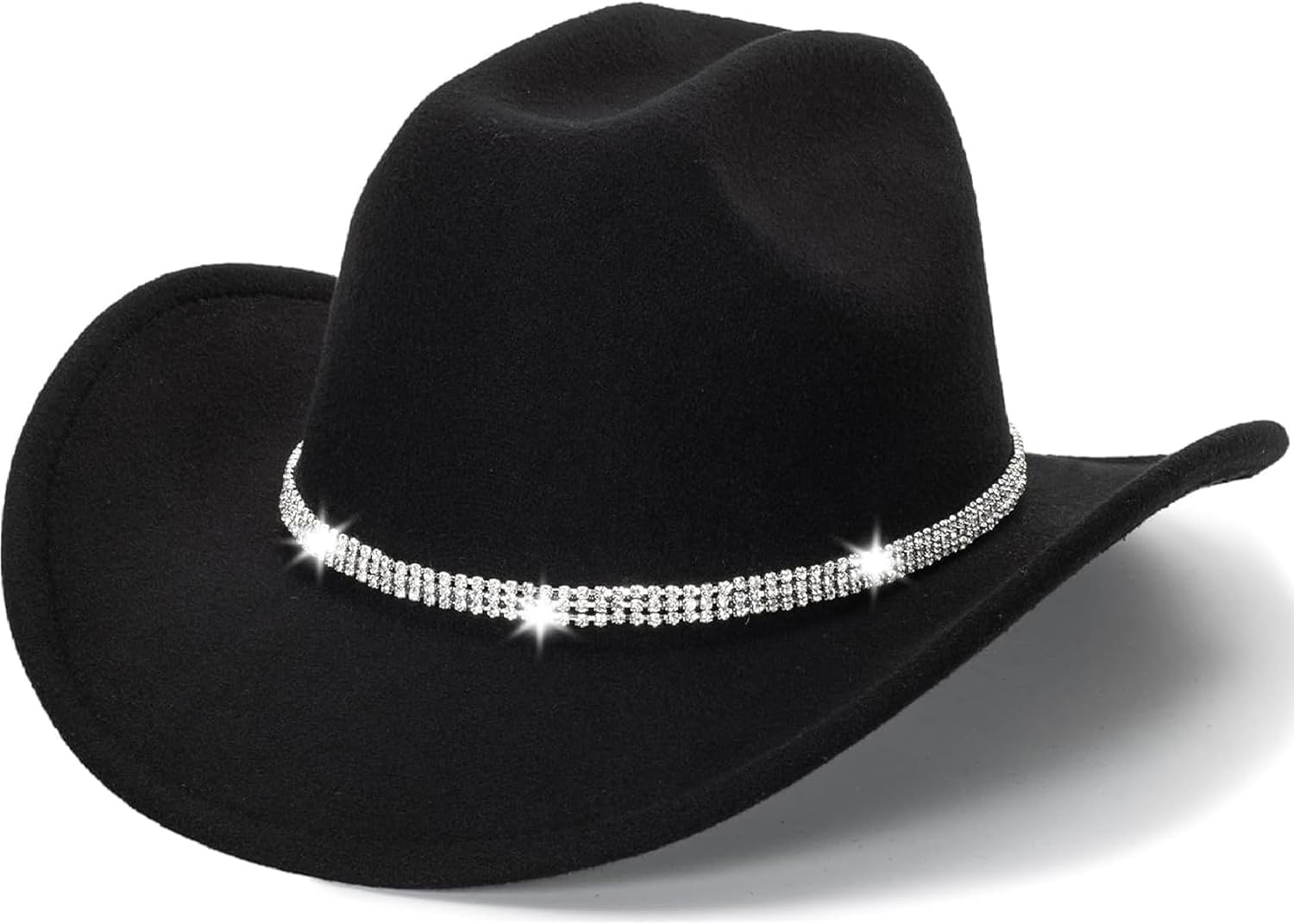 Western Cowboy Hat for Men Women Classic Fedora Hat with Buckle Belt (Size:M-L) - Image 2