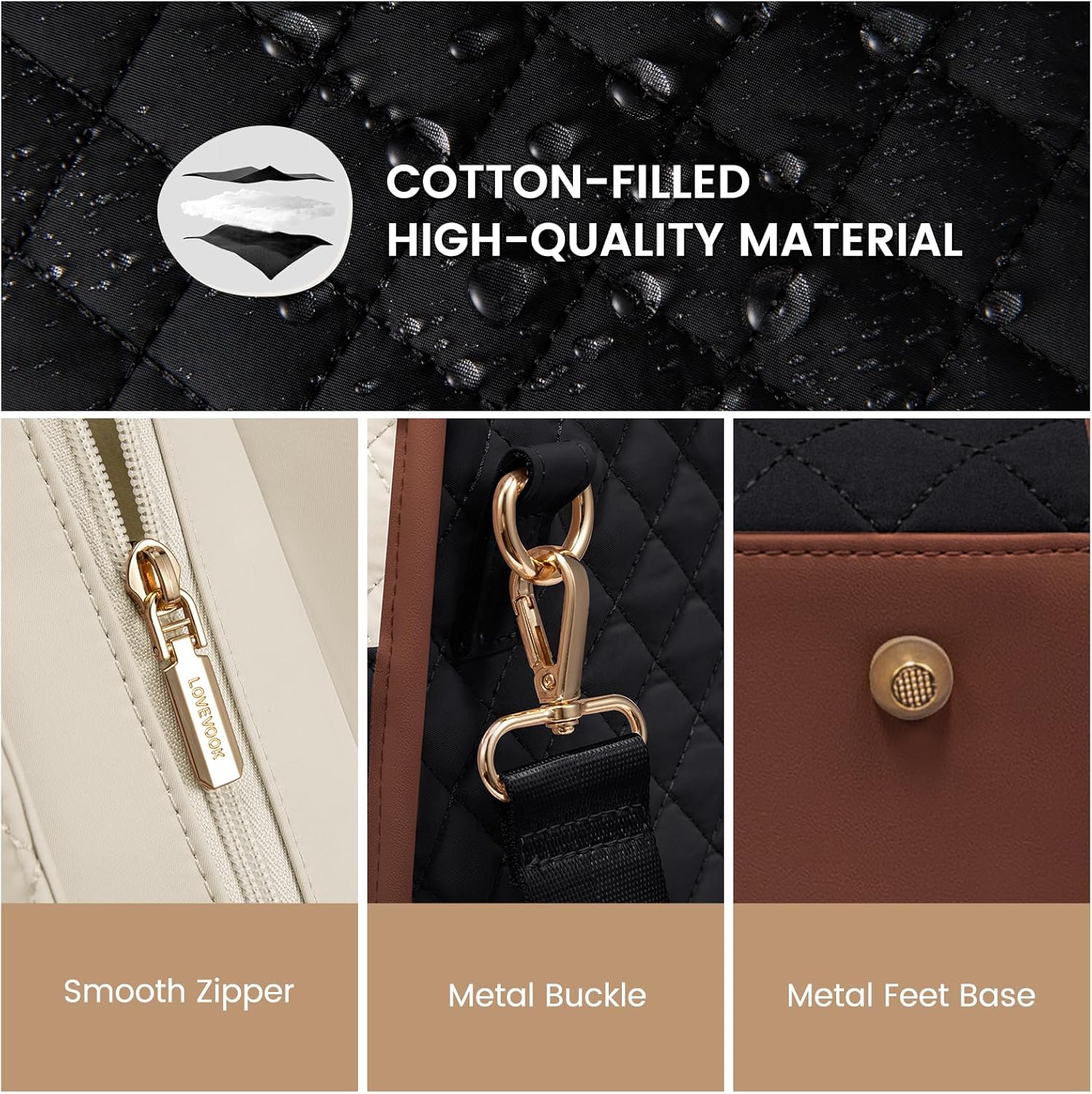 LOVEVOOK Laptop Bag for Women,15.6 Inch Laptop Tote Bag,Quilted Work Tote Bags Women, Professional Computer Business Teacher Tote Bag Office Briefcase Purse,Lightweight Shoulder Travel - Image 8