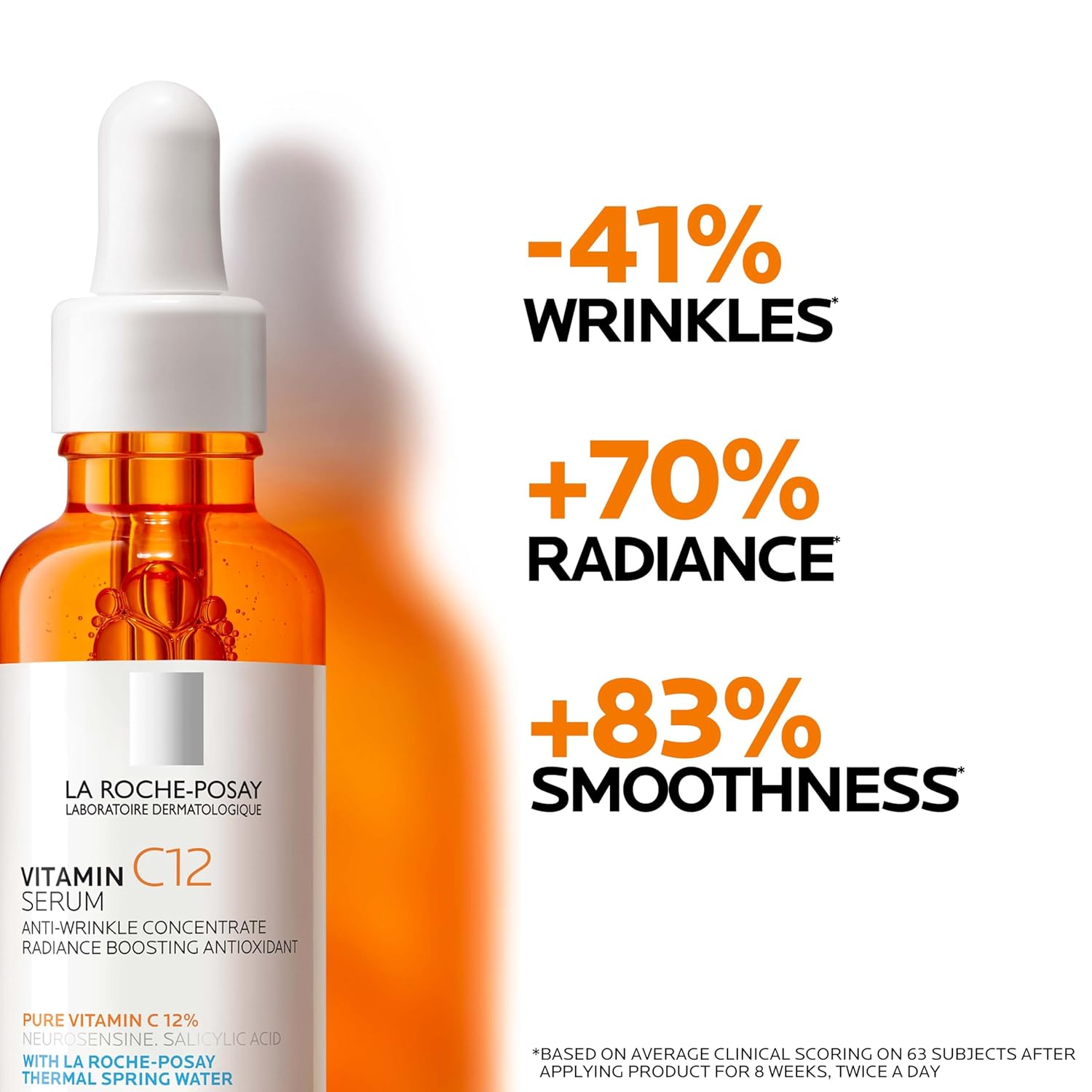 La Roche-Posay Pure 12% Vitamin C Serum For Face With Hyaluronic Acid & Salicylic Acid, Hydrating Face Serum, Boost Radiance & Reduce Wrinkles, 2 Formulas for Normal or Oily Skin Control - Image 7