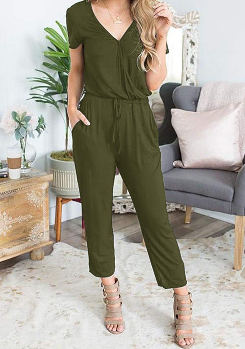 PRETTYGARDEN Jumpsuits for Women 2026 Spring Summer Casual Dressy Short Sleeve Romper Airport Vacation Travel Outfits - Image 3