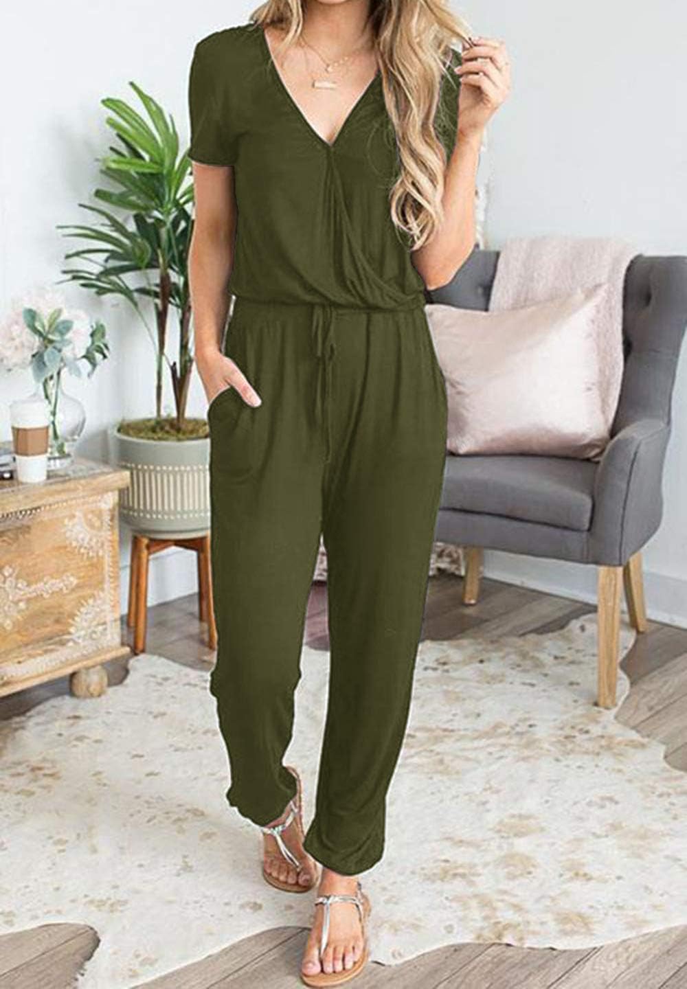 PRETTYGARDEN Jumpsuits for Women 2026 Spring Summer Casual Dressy Short Sleeve Romper Airport Vacation Travel Outfits - Image 4