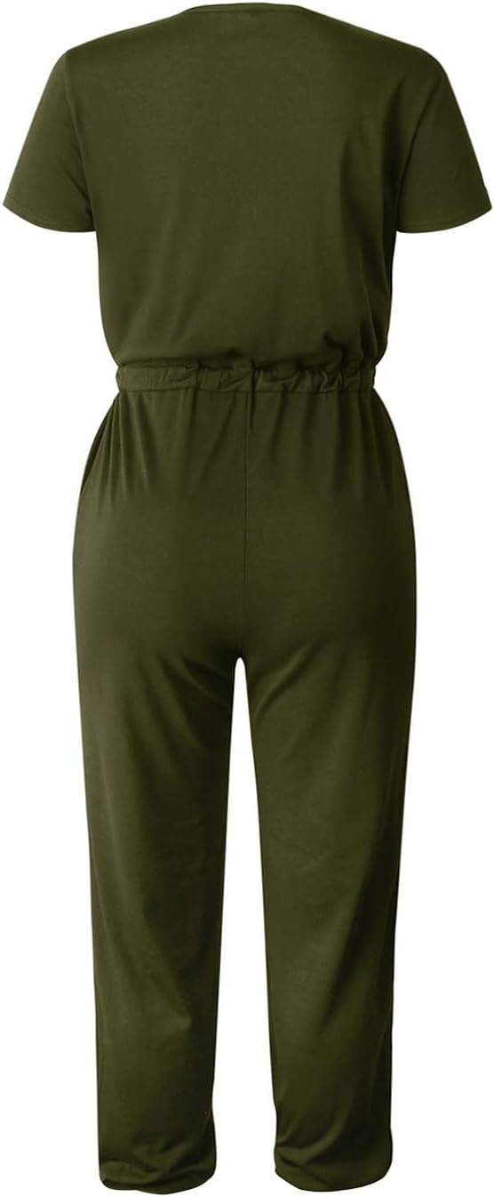 PRETTYGARDEN Jumpsuits for Women 2026 Spring Summer Casual Dressy Short Sleeve Romper Airport Vacation Travel Outfits - Image 6