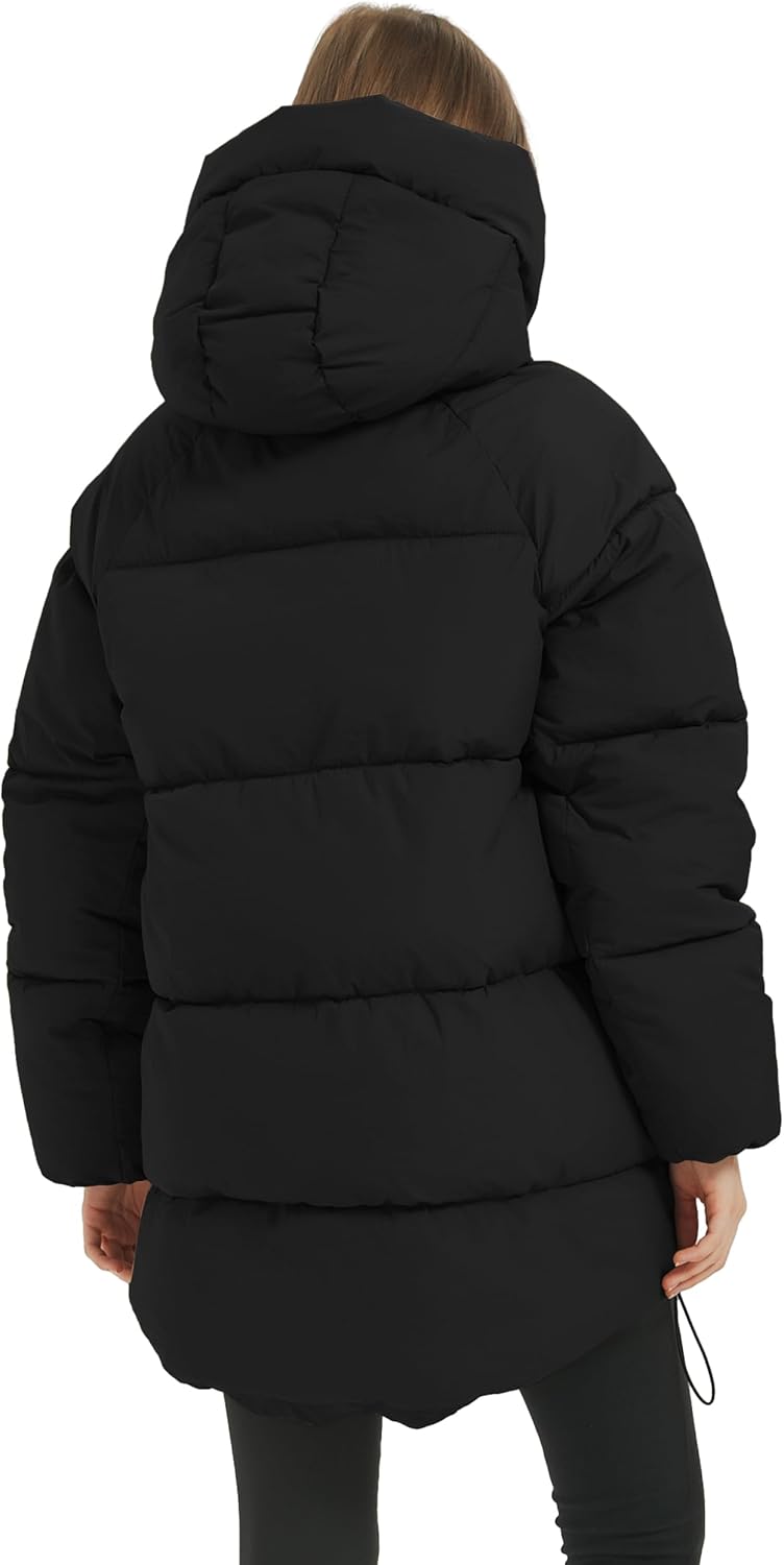 PEHMEA Women Mid-Length Puffer Hooded Jacket Winter Padded Warm Coat Thicken Outerwear Coats - Image 6