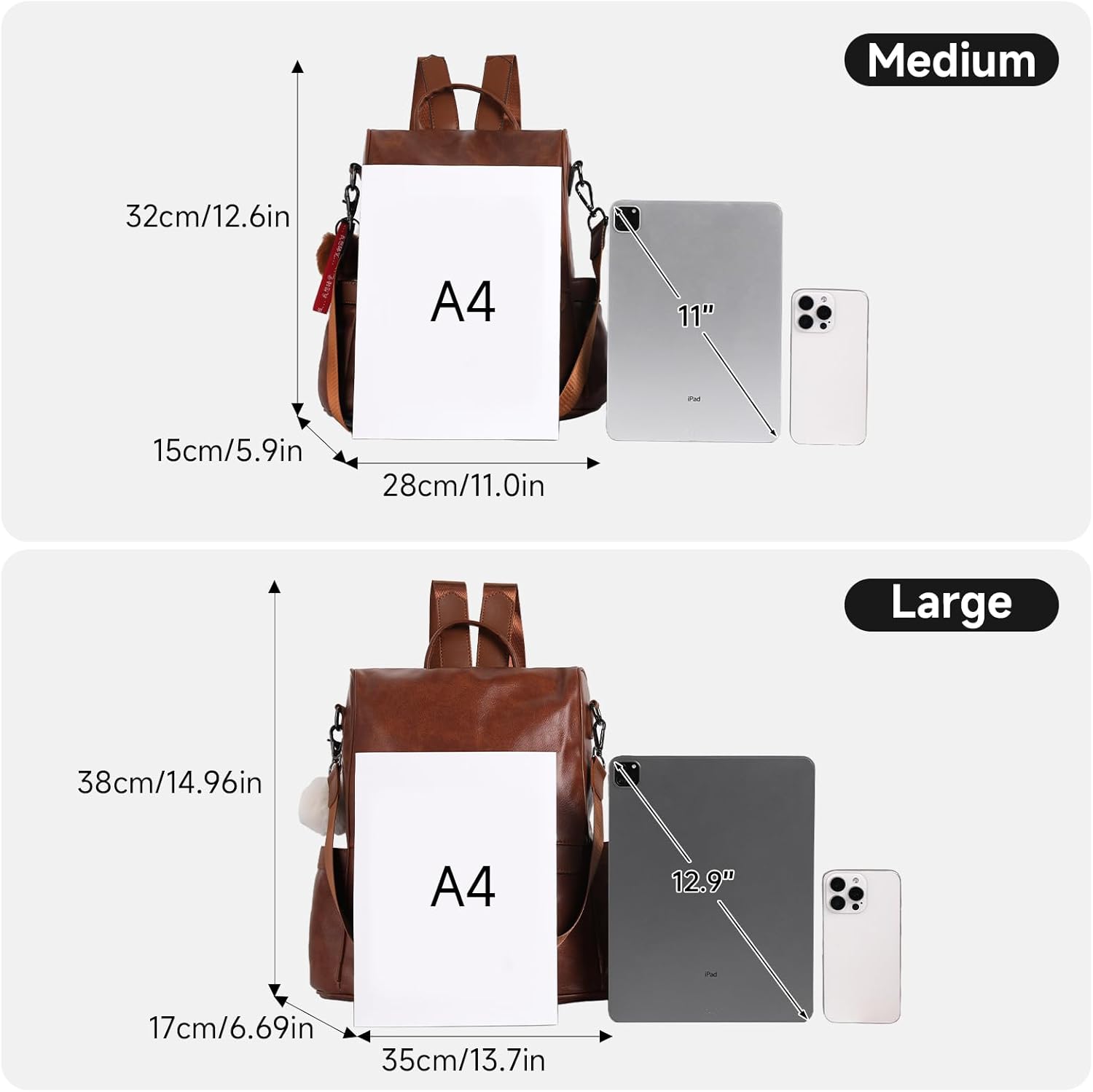 CHERUTY Women Backpack Purse PU Leather Anti-theft Casual Shoulder Bag Fashion Ladies Satchel Bags - Image 4