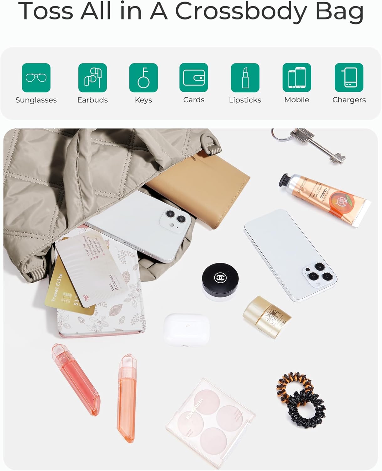 BAGSMART Crossbody Bags for Women, Small Crossbody Bag Cross Body Purse Mini Tote Travel Purse Shoulder Handbags Wallet - Image 9