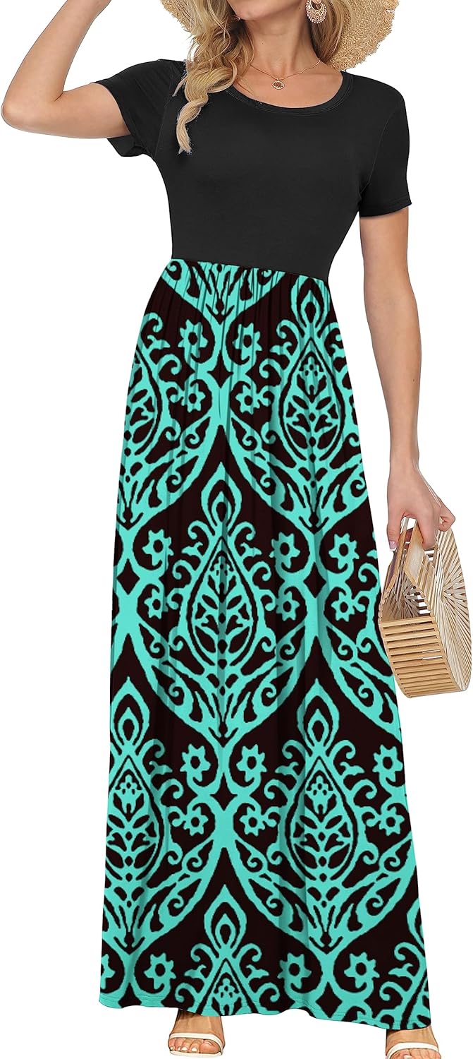 AUSELILY Women's Classic Short Sleeve Loose Plain Casual Long Maxi Dresses for Women 2026 - Image 3