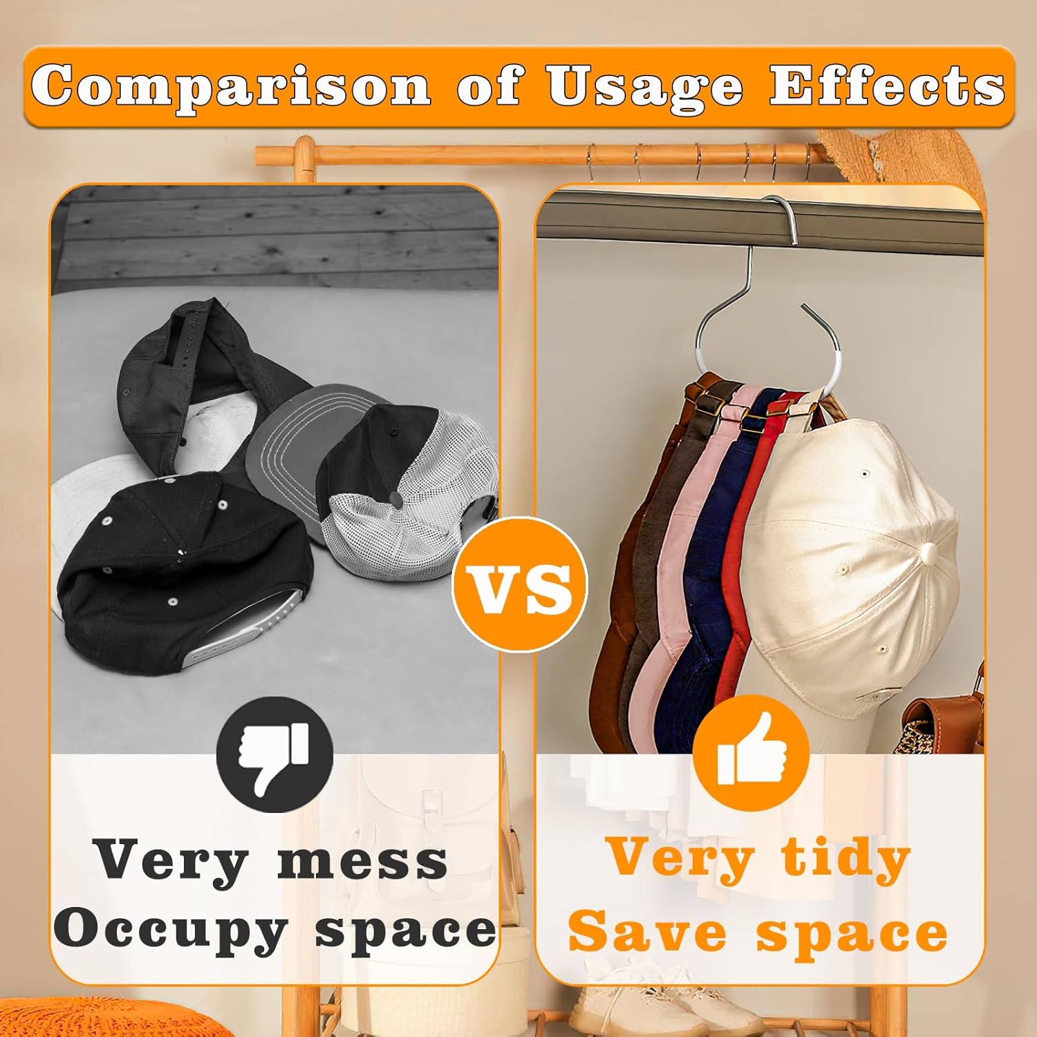 4 Pack Hat Organizer for Baseball Caps, Baseball Hanger Holder for Closet, Ball Cap Hat Racks Storage Organizer for Caps Beanie Belt Tie Purse - Image 7