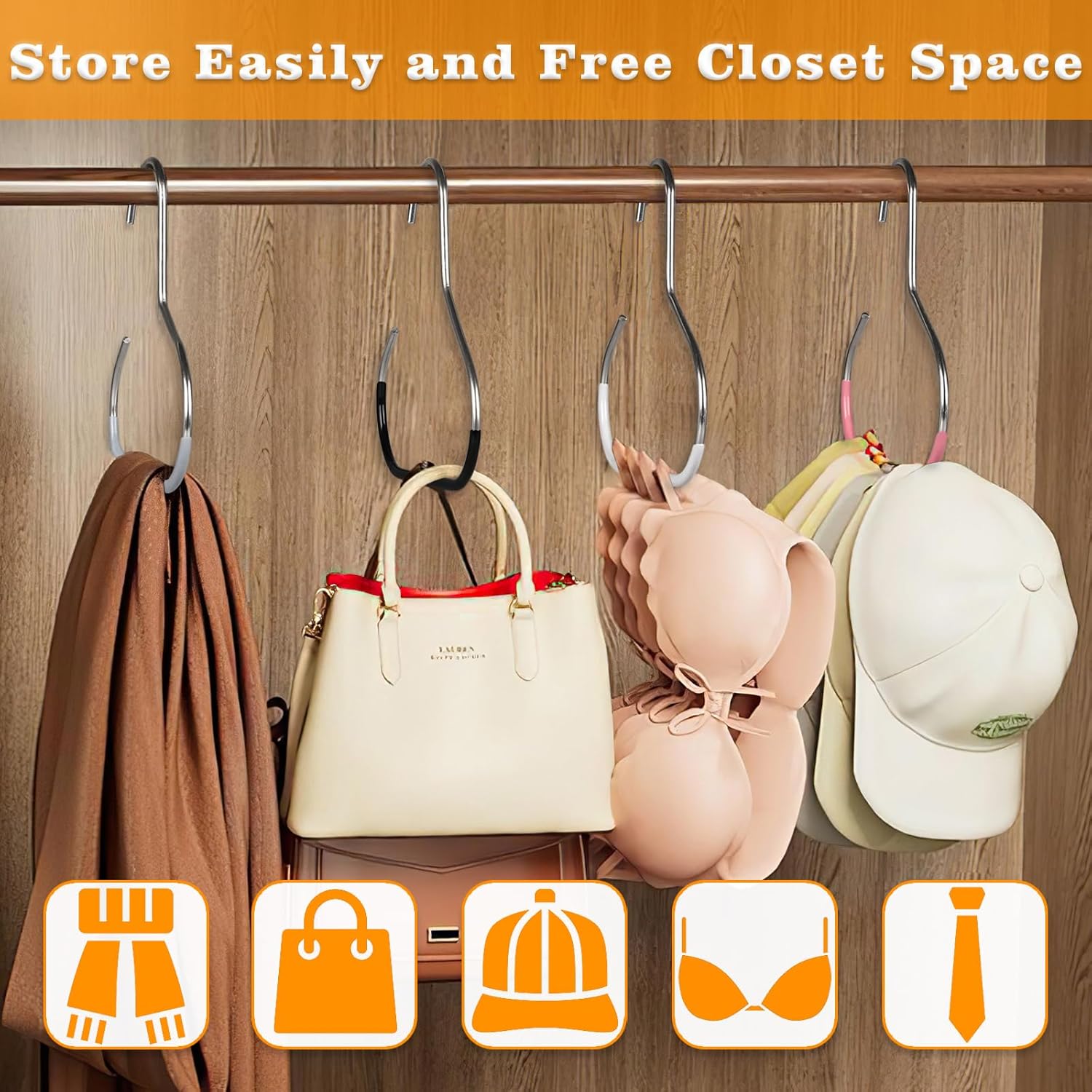 4 Pack Hat Organizer for Baseball Caps, Baseball Hanger Holder for Closet, Ball Cap Hat Racks Storage Organizer for Caps Beanie Belt Tie Purse - Image 8