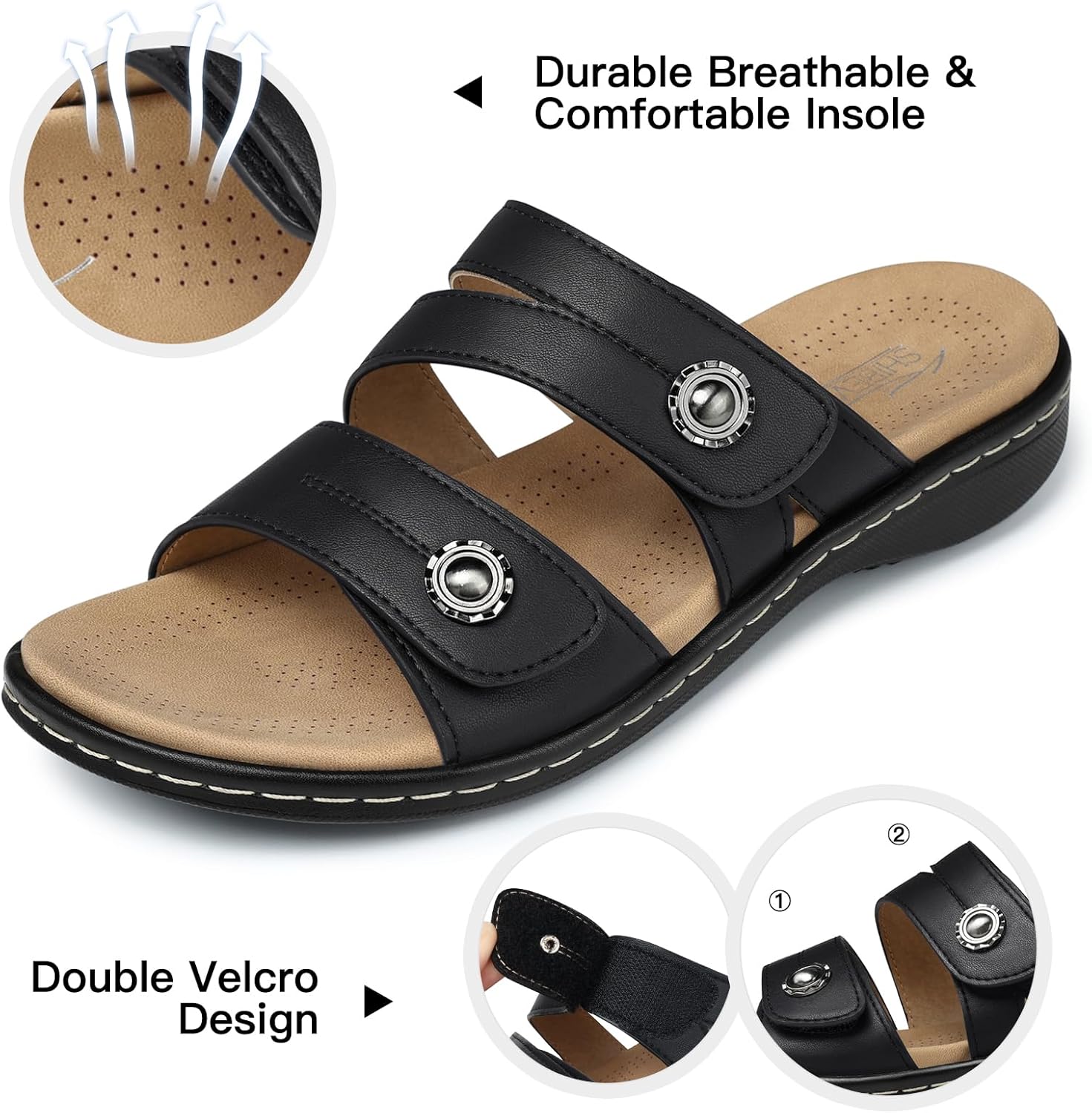 SHIBEVER Flat Sandals Women Dressy: Non Slip, Arch Support, Orthopedic, Plantar Fasciitis Comfortable Walking Sandal - Image 6