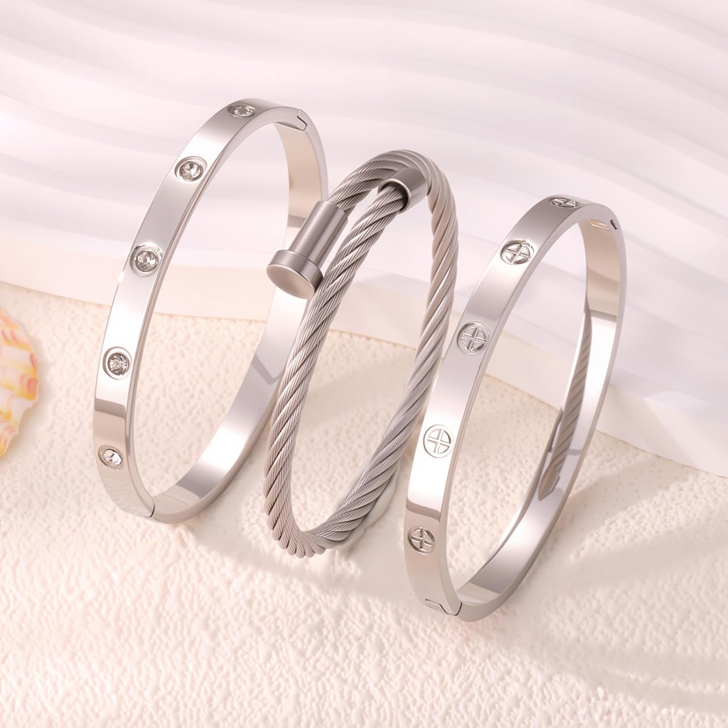 Stackable Gold Bracelets for Women Stainless Steel Love & Friendship Bangle, Mothers Day Valentines Birthday Christmas Jewelry Gifts for Mom Her Wife Grandma - Image 7