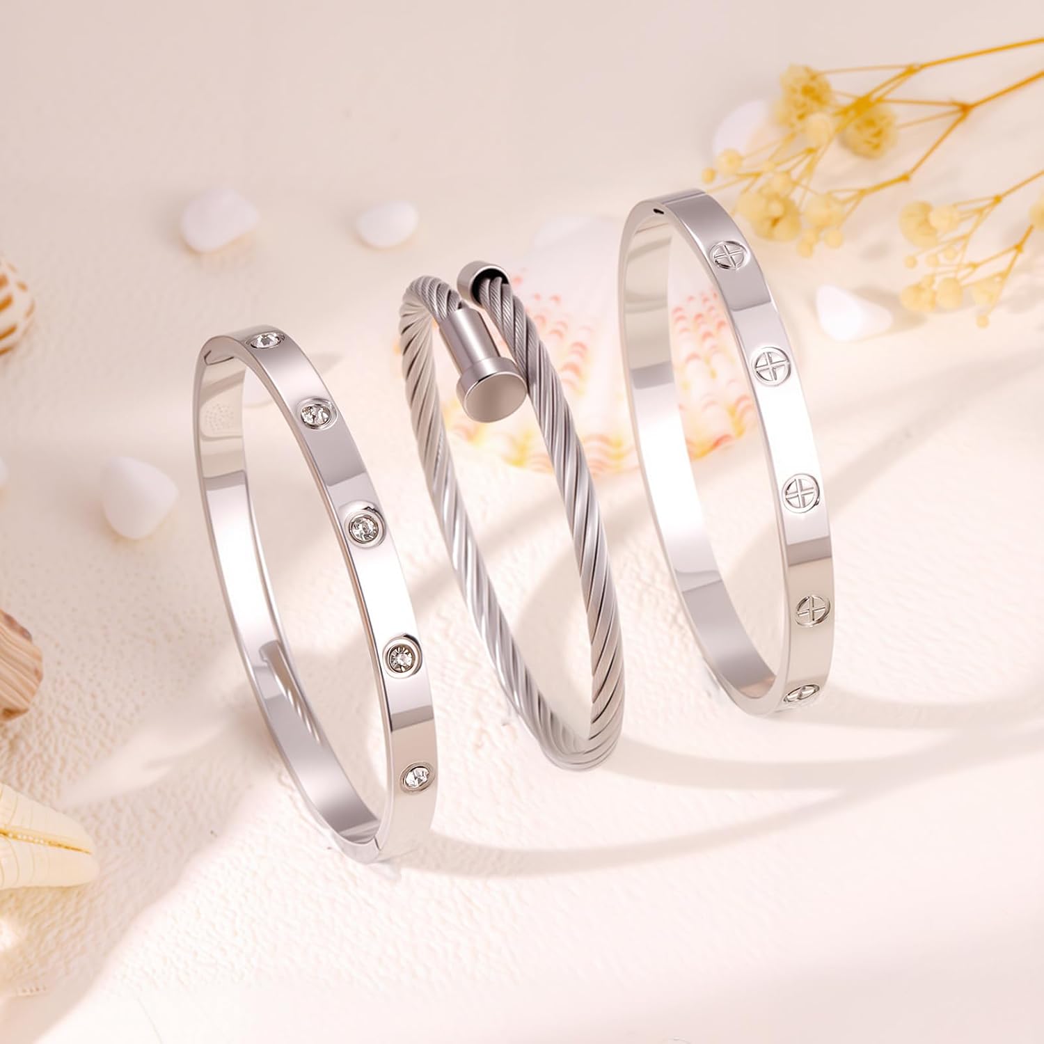 Stackable Gold Bracelets for Women Stainless Steel Love & Friendship Bangle, Mothers Day Valentines Birthday Christmas Jewelry Gifts for Mom Her Wife Grandma - Image 8