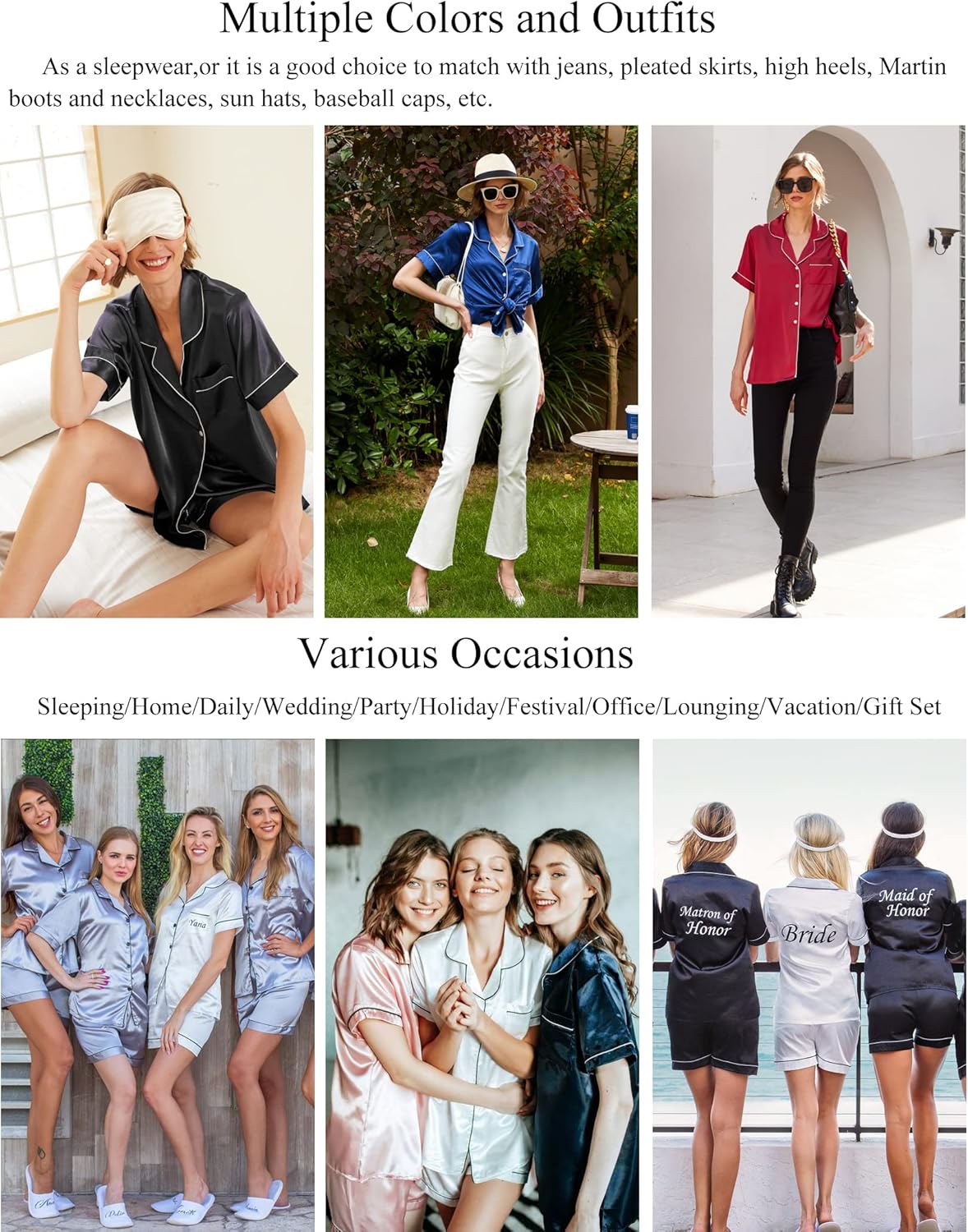 Ekouaer Silk Pajamas for Women Short Sleeve Sleepwear Soft Button Down Loungewear 2 Piece Satin Pjs Shorts Set - Image 5