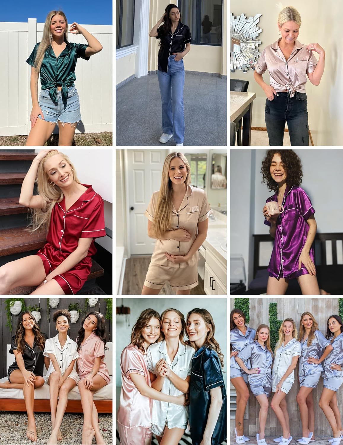 Ekouaer Silk Pajamas for Women Short Sleeve Sleepwear Soft Button Down Loungewear 2 Piece Satin Pjs Shorts Set - Image 6