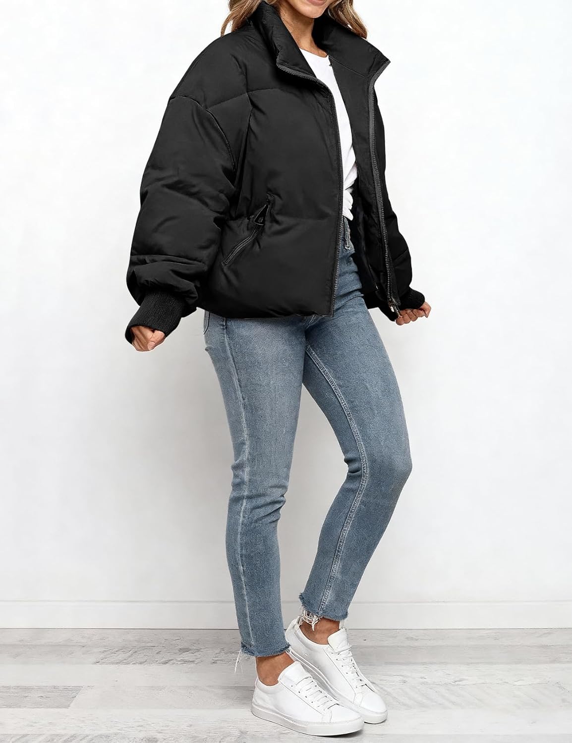 PEHMEA Women's Winter Cropped Puffer Jacket Coat, Warm Short Quilted Jackets Outerwear with Pockets 2026 - Image 5