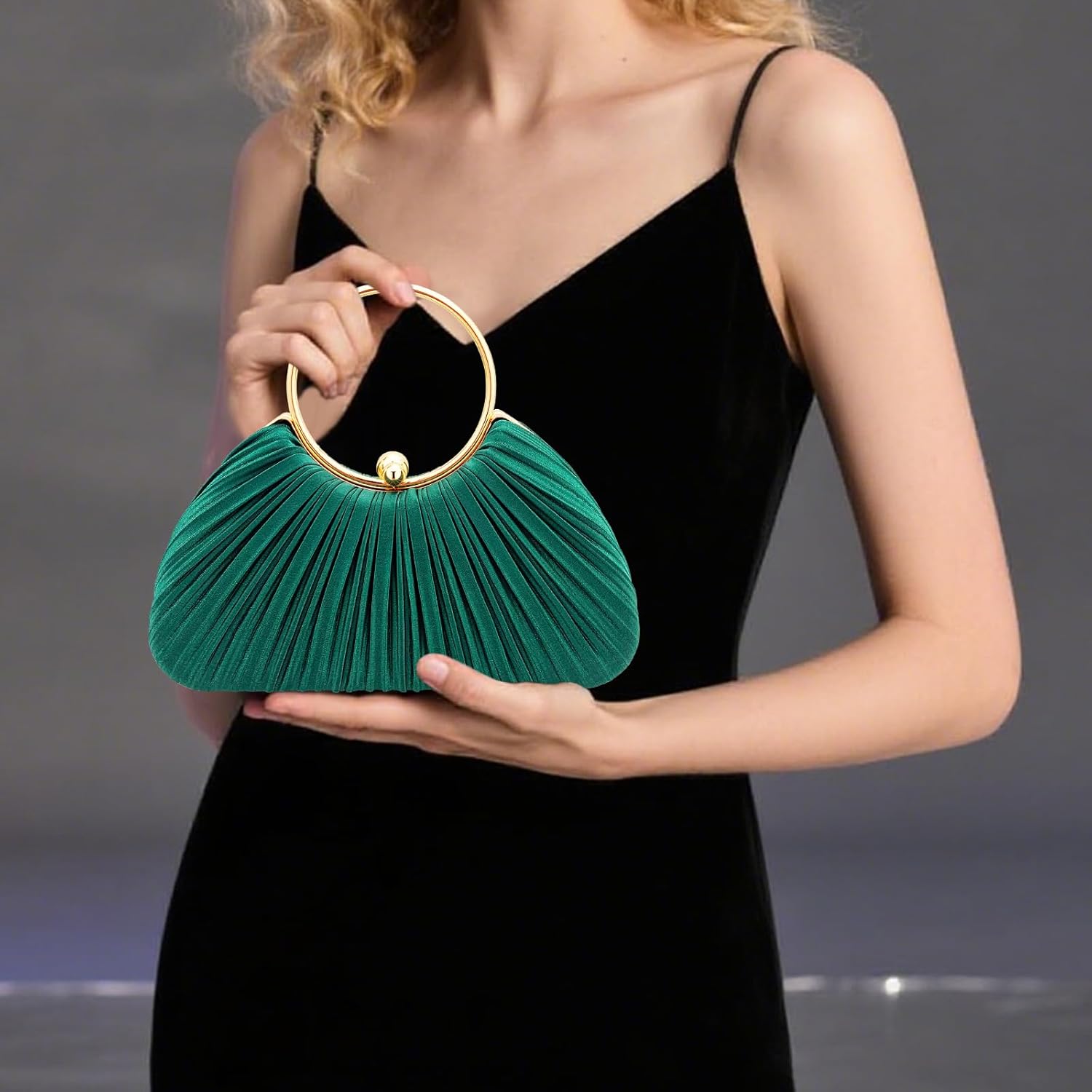Clutch Purses for Women Pleated Evening Bag–Silk Handbag with Detachable Chain,Luxury Formal Clutch for Prom,Wedding,Dinner - Image 3
