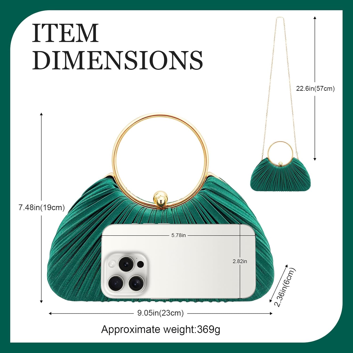 Clutch Purses for Women Pleated Evening Bag–Silk Handbag with Detachable Chain,Luxury Formal Clutch for Prom,Wedding,Dinner - Image 6