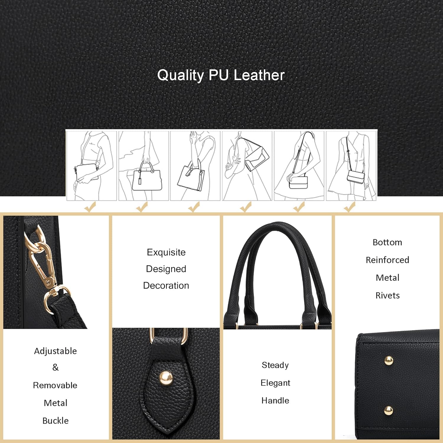 CHICAROUSAL Crossbody Purses and Handbags for Women PU Leather Tote Top Handle Satchel Shoulder Bags - Image 8