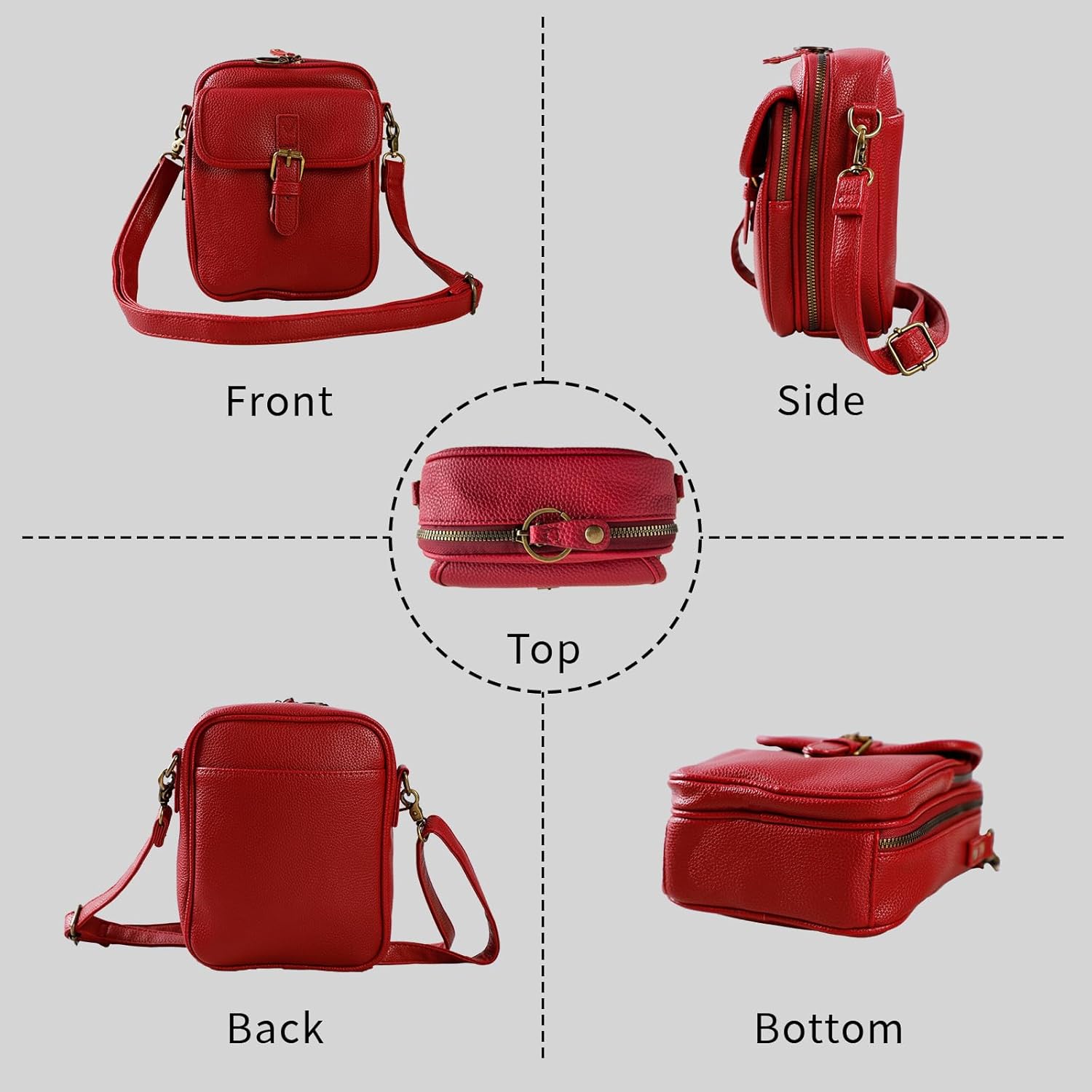 Leather Crossbody Bag for Women,Anti-Theft Messenger Bag with Large Capacity,Built-in Purse Card Slots Shoulder Sling Bag - Image 4