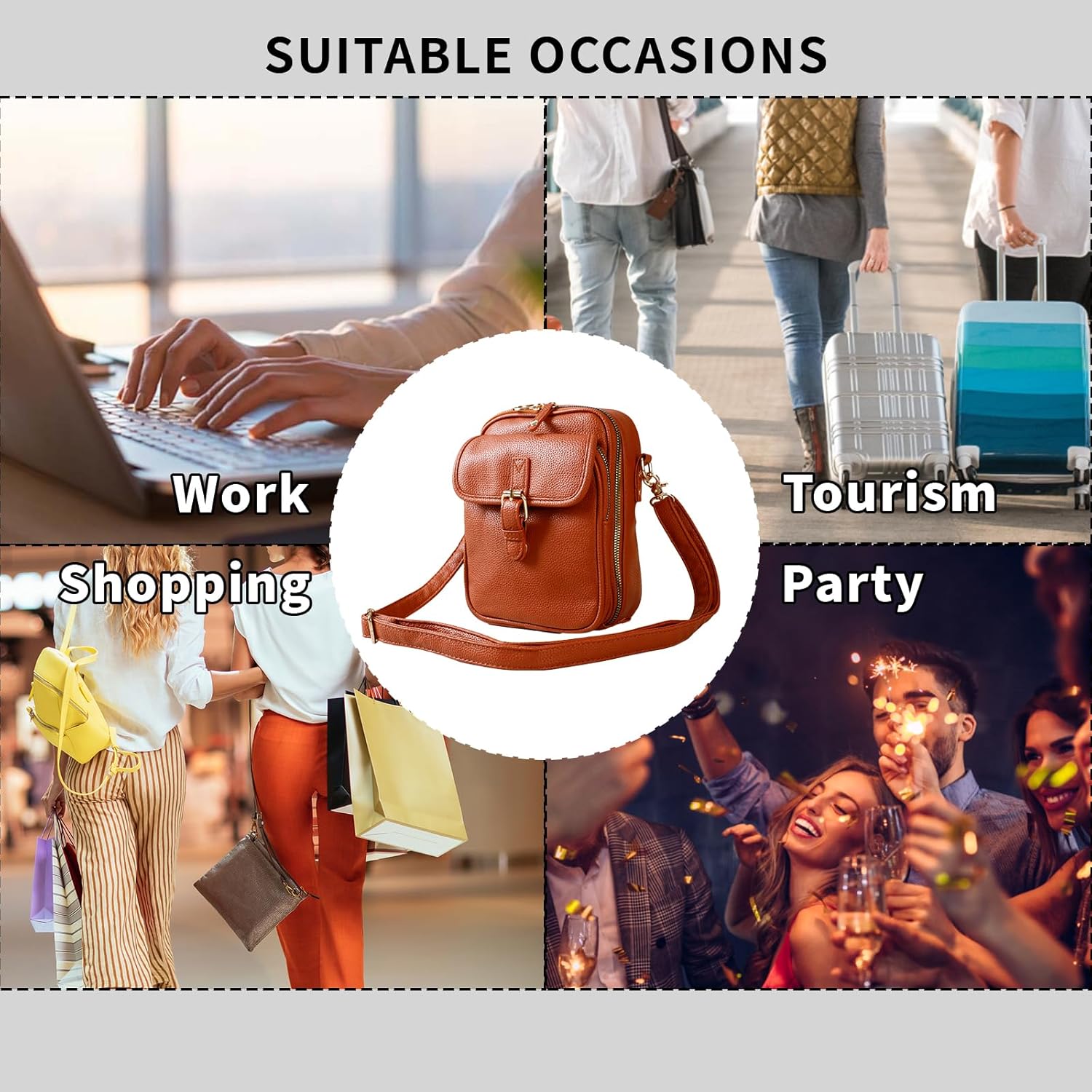 Leather Crossbody Bag for Women,Anti-Theft Messenger Bag with Large Capacity,Built-in Purse Card Slots Shoulder Sling Bag - Image 8