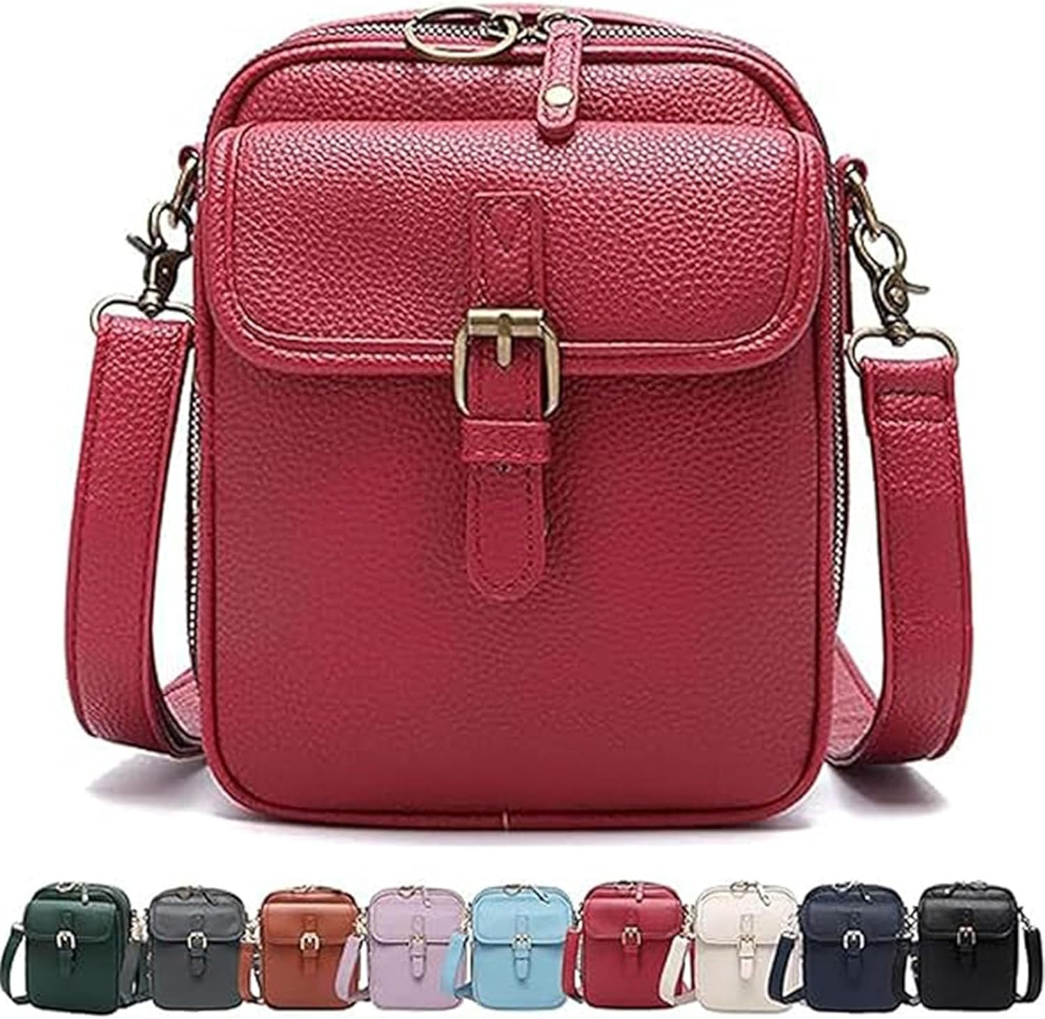Leather Crossbody Bag for Women,Anti-Theft Messenger Bag with Large Capacity,Built-in Purse Card Slots Shoulder Sling Bag - Image 2